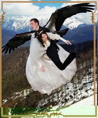 Flying Groom and Bride