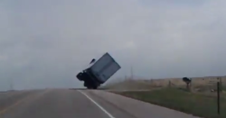 Storm Flips Truck