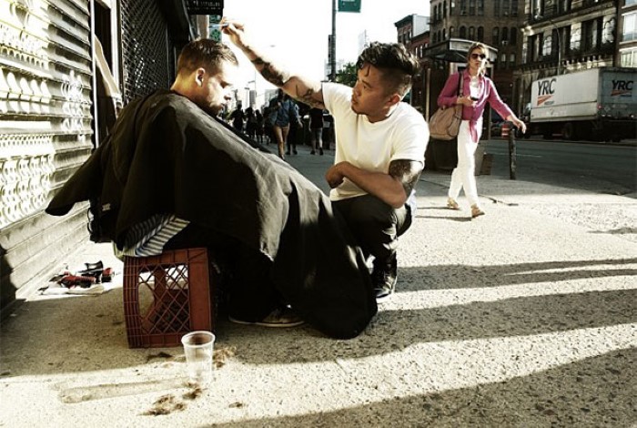 Mark Bustos Cuts The Hair Of The Homeless