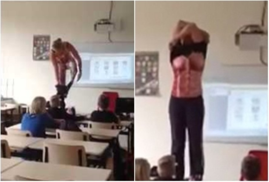 WATCH: Teacher Gets The Attention Of Her Biology Class By STRIPPING! 